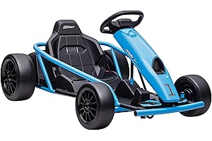 HOMCOM 24V Electric Go Kart for Kids, Ride-On Racing Go Kart with Drift Mode, Slow Start, Music, Horn Honking and Seat Belt, Max Speed 16km/h, for 8-12 Years Old, Blue