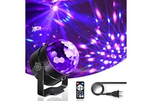 PROPULSION LIFE Discokugel, UV Schwarzlicht Disco Lights LED Licht Lampe mit Fernbedienung und Soundkontrolle Disco Lichteffekte 3W RGB Bühnenlichter perfeckt für Geburtstag Show Club DJ Party Halloween KTV