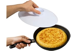 CHEFZOCO Tapa Volteadora de Tortillas, Tapadera sarten Tortillas, Tapa volteatortillas, tapa tortillas con Mango ergonómico, Plástico, Apta para sartenes o platos 29 cm