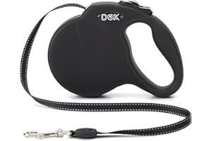 DDOXX Hundeleine Ausziehbar - Stabile Reflektierende Nylonstreifen Hundeleine Bissfest - Rollleine Break & Lock System - XS (Schwarz)