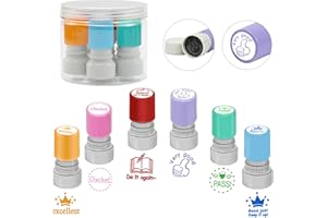 Qcdou Timbri per insegnanti di scuola, confezione da 6 timbri autoinchiostranti per insegnanti, Timbri per Insegnanti in Inglese, Self-inking Stamp con Messaggi Motivazionali, francobolli per bambini