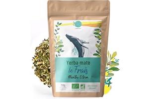 ORIGEENS YERBA MATE BIO Menta limone 200 g - La fresca | Yerba Mate Bio non tostata, foglie, senza gambi e senza polvere | Bevanda energetica e disintossicante