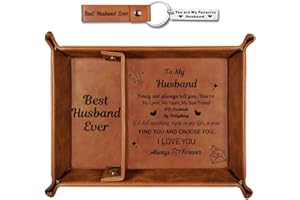 CHARFIA Valentines Gifts for Him, Anniversary Bedside Organiser Gifts for Him Boyfriend Husband, Leather Valet Tray Christmas Husband Gifts from Wife, I Love You Gift for Him Men Birthday Valentines Day Gifts