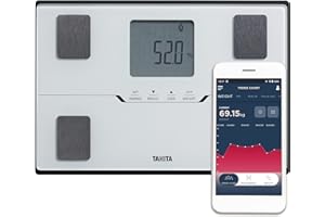 TANITA BC-401 Báscula inteligente de composición corporal familiar compacta blanca con aplicación para seguimiento de actividad física