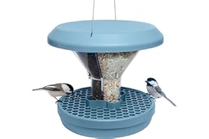 SWISSINNO Karmnik dla Ptaków Davos SMART BIRDS, Nakarm ptaki - nie gryzonie Solidny i niezawodny do zawieszenia, Podwójne komory na żywność, Wyprodukowany w Unii Europejskiej, Jasnoniebieski