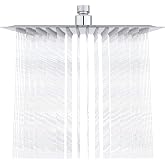 Ibergrif M20297 Shower Sprayer 25 cm Square Rain Stainless Steel | 10 Inch Ultrathin with 196 Jets Silicone, Chrome Finish, A