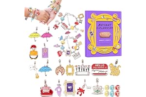 VIRTCOOY Calendario della'Avvento 2024 con braccialetto con perline Friends | Calendario della'Avvento Friends 2024, kit braccialetto con ciondoli fai da te, calendario della'Avvento, calendario per il conto