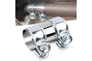 BSTDAYEVER Abrazadera Tubo Escape Conector de Tubo de Escape Doble 38x95mm Abrazadera Union Escapes Coche de Acero Inoxidable Manguito de Escapes Silenciador Adapta Mayoría Los Coches Motos