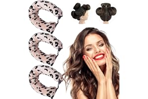LEOLAMVAED Heatless Hair Curler, 3 Pezzi Di Arricciacapelli Senza Calore Durante La Notte, Ricci Senza Calore Rivestito In Flanella, Heatless Curls, Per Donne Con Capelli Lunghi (Leopard)
