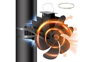 BSWAY 𝐔𝐩𝐠𝐫𝐚𝐝𝐞 Ventilateur de Cheminée à 6 Pales Fonctionnement Silencieux Ventilateur Alimenté par la Chaleur - Pour Poêle à Bois/Cheminée