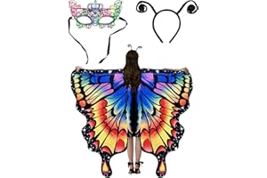 FOHYLOY Schmetterling Kostüm Damen, Frauen Schmetterlingsflügel, Faschingskostüm für Damen, Schmetterling Karneval Kostüm Damen, Kostüm Prop für Cosplay Karneval Fasching Party (Farbe)
