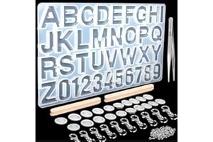 LEOBRO Epoxidharz Silikonform Buchstabe, Gießharz Formen Set, Alphabet Anzahl Schmuck Epoxidharz Silikonform mit Schlüsselanhänger, Buchstabenformen für Resin, DIY Basteln Anhänger Hausnummer