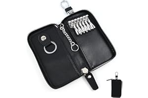 GOTDYBST Llavero Cuero, Unisexo Porta Llaves, Estuche Llaves Viene Con 6 Ganchos Y 2 Llaveros, Porta Llaves De Bolsillo Con Compartimento Para Monedas