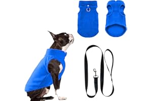 FFTANXS Hundemantel,Hundepullover,Chihuahua Kleidung,hundepullover kleine Hunde, Hundemantel für kleine Hunde,Hundemantel mit Geschirr,Wintermantel Hund für kleine Hunde, Innen und Außeneinsatz(Blau M)