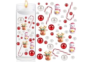 ONMDQS Christmas Vase Filler Pearl, Floating Pearls Water Beads Red White Floating Pearls Vase Filler Clear Water Gel Beads Candy Cane Vase Filler for for Holiday Wedding Party Xmas Decor (D)