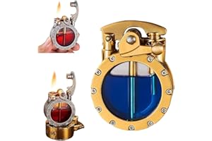 ERISAMO Vintage Trench Lighter, Transparent Kerosene Lighter, Creativity and Personality Antique Steampunk Lighter,Reusable Windproof Trench Lighter, Gifts for Men (Gold)