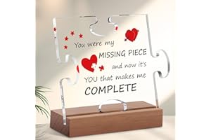 GIFHOMFIX Valentines Day Gifts for Him Her, 5.6 x 5 Inch Romantic Puzzle-Shaped Plaque Gifts for Girlfriend Boyfriend Wife Husband, Anniversary Love Gifts for Couples Birthday Gifts for Lovers