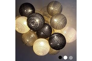 ZODIGHT Fairy Lights LED String Lights Plug in Indoor - 3.8M 20 Pcs 6cm Diameter Cotton Ball String Lights White Xmas Fairy Lights Starry Wall Light Wedding Party Home Christmas Decoration