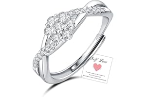 HEEYA Adjustable Engagement Rings, 925 Sterling Silver Rings for Women, Wedding Rings for Women Girls, CZ Cubic Zirconia Diamond Ring Valentine's Day Anniversary Jewellery Gift for Her
