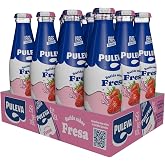 Puleva - Strawberry Smoothie, 90% Milk, 30% Less Sugar, No Sweeteners | Strawberry milk shake in glass bottle, individual for