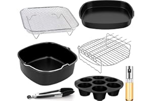‎PUOSIKE 21CM Heißluftfritteuse Zubehör - Airfryer Zubehör Backform für COSORI 4,7L 5,5L 6L, Chefman 5,7L, Ninja AF140EU 4,7L,Cecotec 5,5L, Tefal 5L, Air Fryer Accessories 4.5L - 6.2L