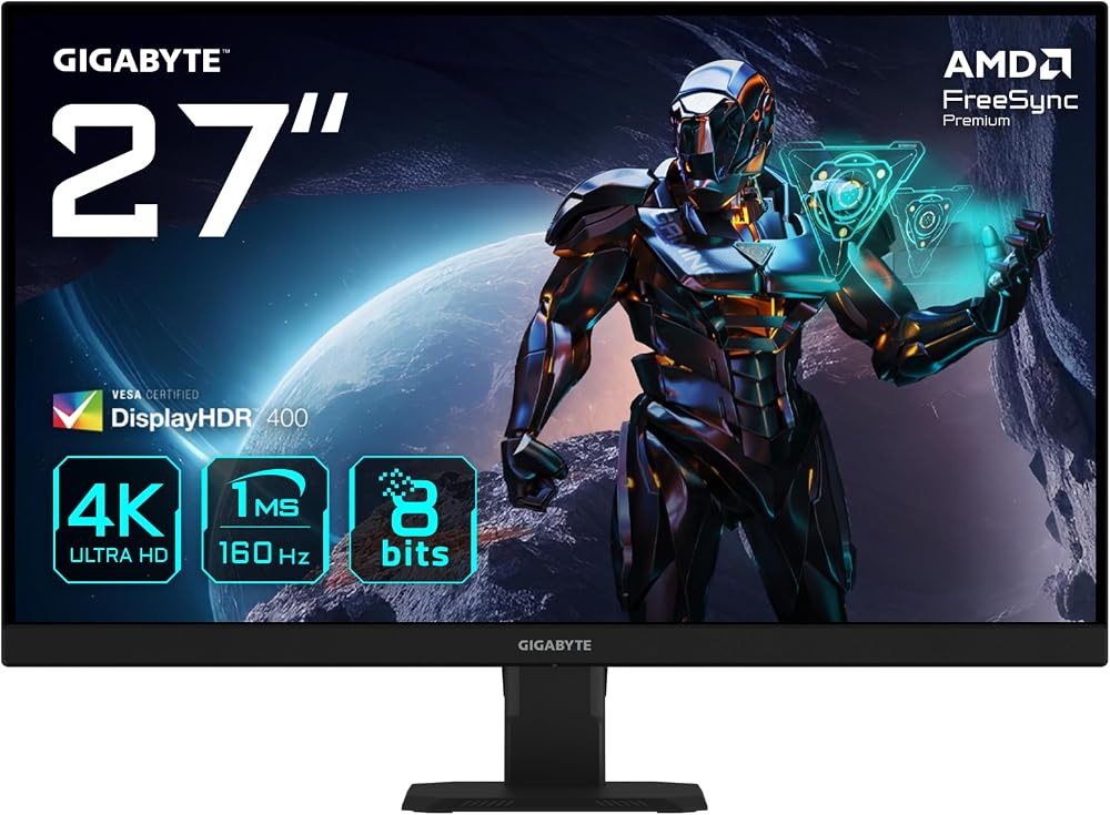 GIGABYTE GS27U 27" 4K UHD SS IPS Gaming Monitör, 160Hz 1ms MPRT, 95% DCI-P3, DisplayHDR 400, HDMI 2.1 & DP 1.4 (DSC), Aim Stabilizer & Smart OD
