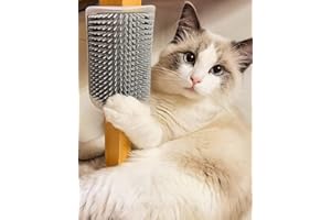 Vebetter Brosse Pour Chat, Brosse Murale Pour Chat, Brosse D'angle De Toilettage Pour Chat, Peigne De Massage Pour Chat avec Herbe à Chat Catnip, Pour Chiens De Chats à Fourrure Long et Court, Gris.