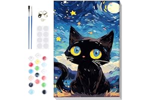 Lxmsja Dipingere con i Numeri Adulti Con Cornice, Gatto Paint by Numbers Kit Principianti Con 3 Penne, Hobby Creativi Adulti Idee Regalo Donna Decorazioni Casa - 20x30cm