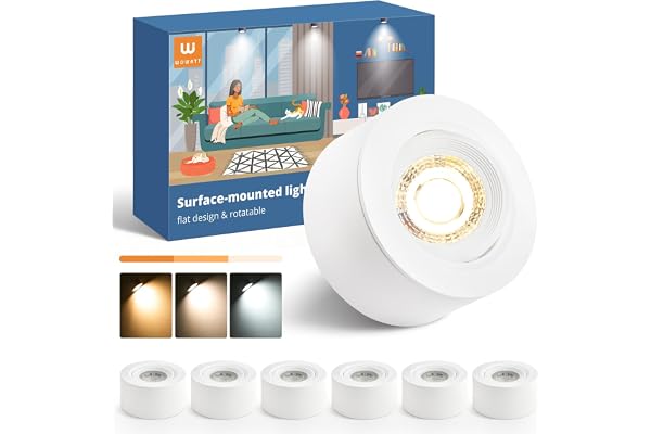 wowatt Set med 6 Inbyggd Spot Vit, Dimmbar LED-inbyggd Takspot | 45 mm x 92 mm, varmvit 3 000 K, neutral vit 4 000 K, kall vit, 6 000 K, justerbar 30°, 220–240 V, 5,5 W, 550 lm, rund