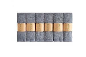 BERYRIS Flannel face cloth flannel Wash Cloth Bamboo Face Cloth (Pack of 6) - 25 x 25 cm Soft Face Cloth Flannels for Washing Face, Makeup Removal,Adult, Body, Babies, Kids - Grey