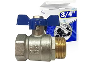 Válvula Esfera Macho Hembra 3/4" de Latón con Juntas de PTFE Maneta Tipo Mariposa - Garantía de 10 Años - MONTERAL