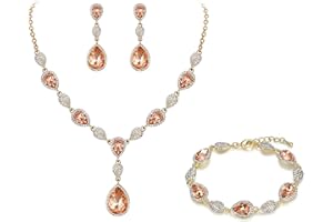 Clearine Juegos de Joyas de Mujer Cristal Lágrimas Encaje Collar y Pendientes para Novia Boda Fiesta