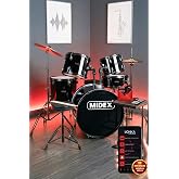 Midex CD900X-BK 22'' Adult Acoustic Drum Drum Set 22B-13T-12T-16F-14S (5 Pieces)