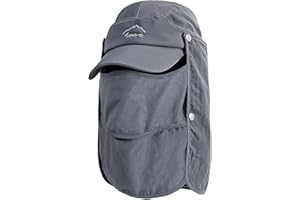TAGVO Sombrero de Sol con Cubierta de Cuello Desmontable, Protección UPF 50+ Sombreros y Gorras de Pescador Transpirables, Plegable Secado Rápido Sombreros de Acampada y Marcha para Hombres Mujeres
