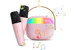 ELECTRI-HQ Karaoke per Bambini e Adulti con 2 Microfoni Wireless,Abbagliamento Colorato Sfumato,Portatile Bluetooth Mini Karaoke per Bambini, Lunga Durata Della Batteria, Trasformazione Magica del Suono