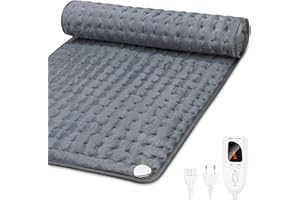 MYCARBON Manta Electrica 92x50cm 6 Temperaturas 4 Temporizadores Almohadilla Electrica para Aliviar el Dolor de Espalda Cuello Hombros Abdomen Piernas Brazos Tejidos Dobles Caras Lavable (Gris Oscuro)