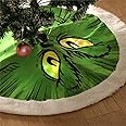 Green Monster Tree Skirt Christmas Decoration Light Up Large Treeskirt Green Tree Mat for Xmas Holiday Party Indoor Outdoor 45.6 inches