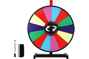 iElyiEsy 24 Inch Tabletop Spin Prize Wheel with 14 Slots Durable Base Stand Dry Erase Spinning Wheel for Prizes Carnival Prize Wheel with Dry Erase Markers and Eraser for Carnival Trade Show Party