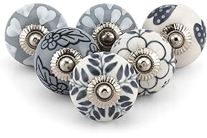 Craft Trade Gris Boutons D'armoire de Porte Antique Laiton Céramique Bouton de Porte Tiroir de commode Tire le Placard Boutons de Cuisine et de Meubles- Paquet de 25