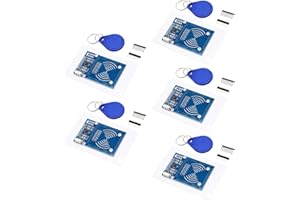 QIQIAZI Lot de 5 kits RFID pour Arduino, module de capteur de carte RFID IC avec lecteur, puce et carte enfichable, 13,56 MHz, interface SPI compatible avec Arduino