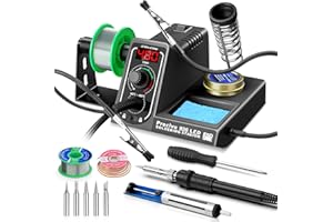 Preciva 926 LED Fer a Souder, 90℃-480℃ Station de Soudage avec 2 Pinces Auxiliaire, 130W Affichage Numérique Etain a Souder, Mode Veille Automatique, Verrouillage de la Température, avec 5 Conseils