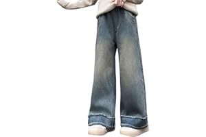 BEICHWTD Baggy Jeans Mädchen Wide Leg Jeanshose mit Gummizug Weites Bein Outdoorhose Breite Hose High Waist Freizeithose y2k Jeans Girls Mode Hip Hop Hosen für Kinder/Teenager