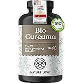NATURE LOVE Bio Curcuma - 240 Kapseln - mit Curcumin aus Kurkuma und Piperin aus schwarzem Pfeffer - hochdosiert, vegan, labo