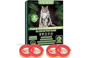 VICSOM Collare Antiparassitario per Gatti, Luminoso Sicuro Collare Antipulci Gatto, Collari Antiparassitari per Gatti, 8 Mesi di Protezione Naturale Collare per Gatti Regolabile Impermeabile Rosso 4 pz