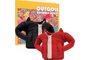 OUYOOLE Beer Can Cooler Jacket, Can Cooler Insulated Vest Jacket Cover, Beer Gifts for Men Women Beer Lovers,Beverage Jacket Drink Coolies(Red+Black)