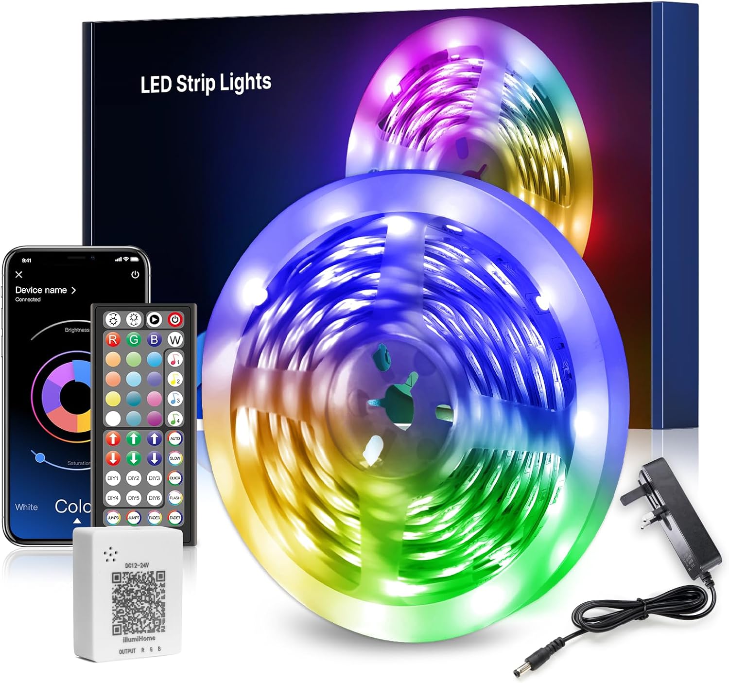 Nexillumi 10M LED Strip Lights, Smart Bluetooth Light Strips with App & Remote, Colour Changing LED Tape Lights, Music Sync Dimmable RGB Lighting for Bedroom, Living Room, Kitchen, Ceiling & Party