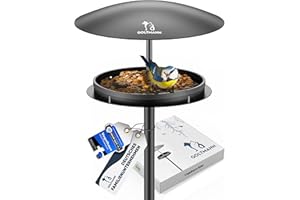 GOLTMANN® Ædel Vogelhaus mit Ständer Wetterfest | Vogelfutterhaus mit Ständer aus Rostfreiem Stahl, Stehend | Luxus Futterhaus für Vögel- Perfekt als Garten Deko oder Balkon Deko (schwarz)