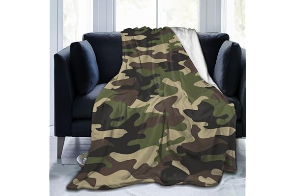Perinsto Militär kamouflage filt ultramjuk varm alla årstider grön kamouflage dekorativa fleecefiltar för säng stol bil soffa sovrum 203 x 152 cm