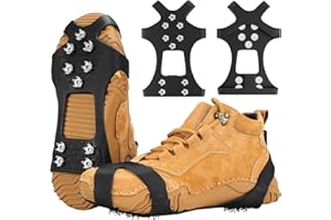 HQCM Picos para zapatos de invierno, Spikes para montaña, Minimalista, Negro, Nieve