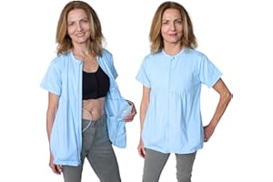 Inspired Comforts Post Mastectomy Hemd mit Abflussfächern und Verschlüssen zur Aufbewahrung von Drainageröhren